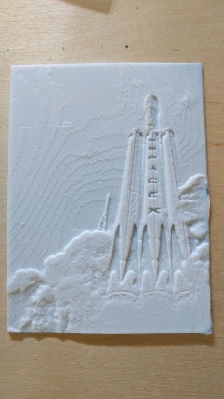 spacex falcão pesado bas relief litofano by bea res arte esculturas espaço foguete foto crialidade astrofotografia fotografia alívio thingiverse elonmusk 3D print model - Mito3D