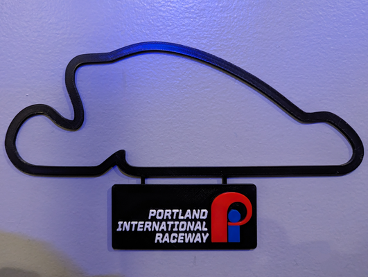 portland international raceway track map nameplate 2 4 color version by dakjones82 art 2d race racing wall cars car layout outline 3d print model - Mito3D