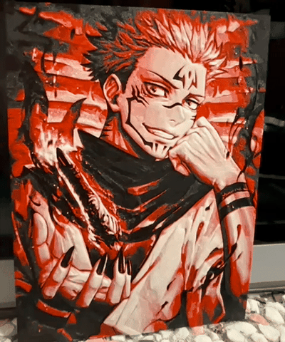 sukuna jujutsu kaisen 4 colore by pulizia generativo 3d modello fucina cappelli litofania itadori jujustu anime manga giappone dipingere tonalità arte 2d 2dart multicolore ams 3d print model - Mito3D