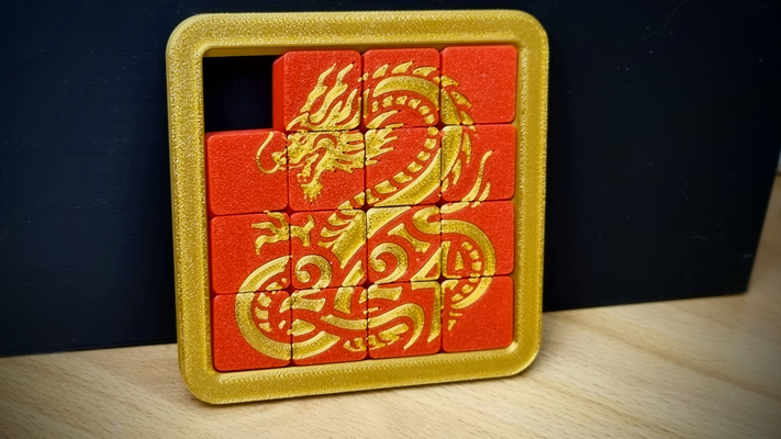 glissement puzzle an of dragon by monsieur jay jouets jeux puzzles énigme coulissant chine 3d print model - Mito3D