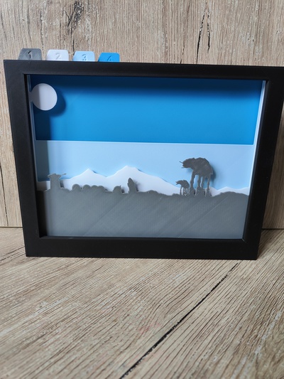 star wars hoth shadow box a by crafty maker art models starwars empire silhouette silhouettes shadowbox silhouetteart empirestrikesback 3d print model - Mito3D