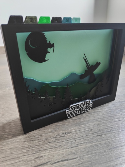 star wars endor shadow box a by crafty maker art models starwars silhouette shadowbox 3d print model - Mito3D