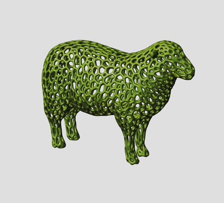 voronoi mouton remixé by xéras ménage décor animal 3d print model - Mito3D