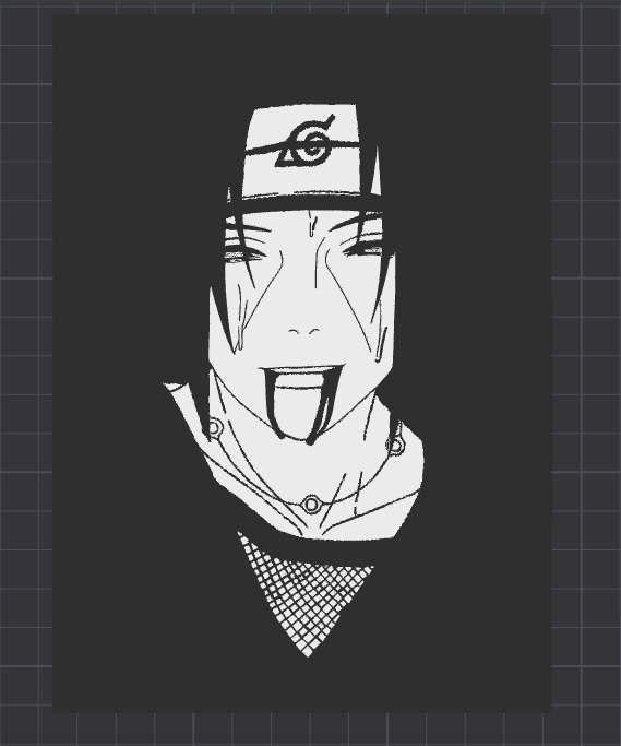 itachi duvar sanatı malzemeli 13x18cm by plan sanat 2d anime naruto shippuden konoha kusurlu şekilde ninja siyah beyaz çerçeve 3D print model - Mito3D