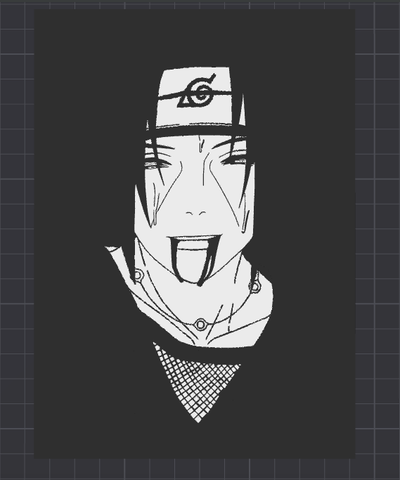 itachi wandkunst multimaterial 13x18cm by schemeinda kunst 2d mauer anime naruto shippuden konoha defekt ninja schwarz weiß rahmen 3d print model - Mito3D