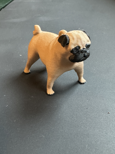 ams pug keychain remixed by horsfalldesignco miniatures animals pugs accessory accessories 2 color mult animal miniature black tan matte 3d print model - Mito3D