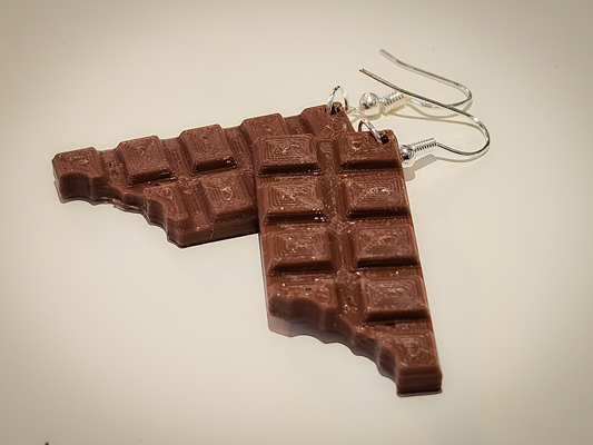 chocolate earrings by stefan heer fashion earring jewelery accessories ohrringe schokolade 3d print model - Mito3D