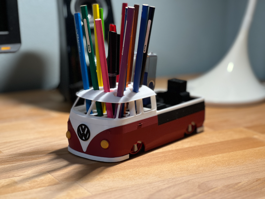 vw t1 bus abholen stift schreibtisch veranstalter usb sd microsd neu gemischt by abonnieren haushalt büro container bleistift halter unterstützung dekoration dekor tasse bleistifthalter karte 3d print model - Mito3D