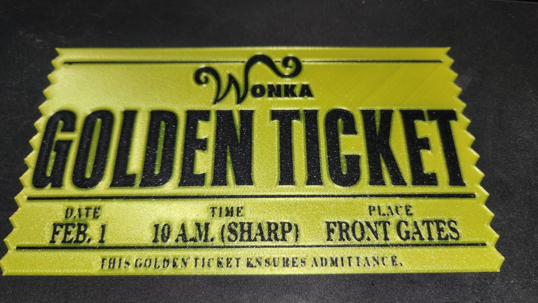 willy wonka golden ticket flush print remixed by geekm0nkey generative 3d model my sign movie art 3D print model - Mito3D