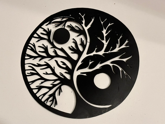 yin yang árbol 2d pared arte remezclado by piraña delgado 3d print model - Mito3D