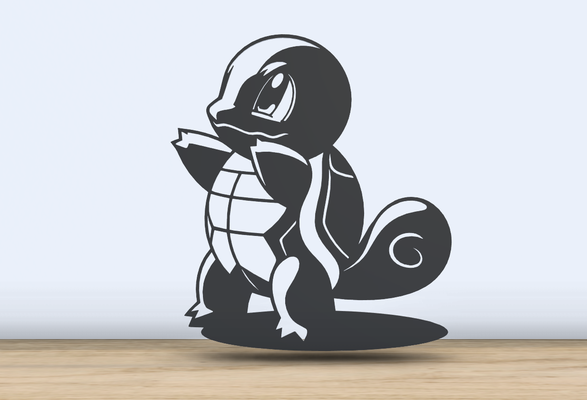 chorro 2d silueta ai generado by jf 699 arte pokemon tortuga anime pokeman 2024 pared siluetaart oficina accesorios 3d print model - Mito3D