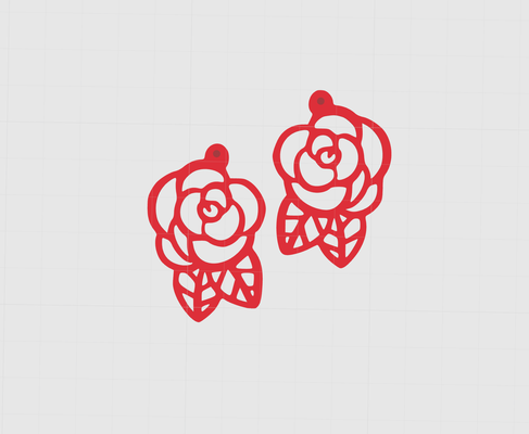 boucles d'oreilles rose fleurs feuille by térabite mode fleur 3d print model - Mito3D