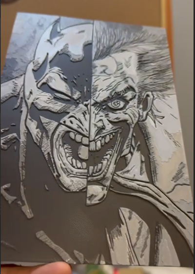 batjoker by rulovk generative 3d model hueforge & lithophane batman joker crazy 3d print model - Mito3D