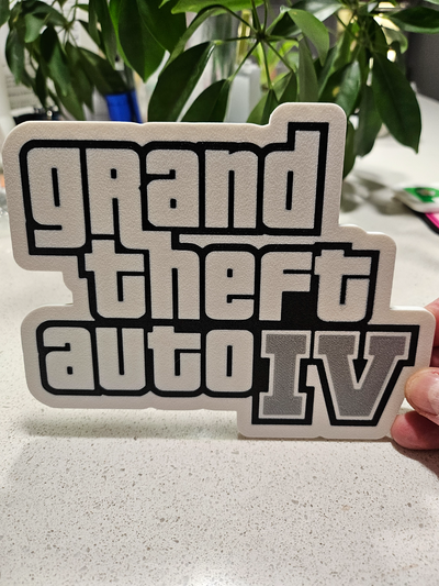 gta 4 logo wall arte by tommy pistola señales logos gta4 grandioso robo auto pared art 3d print model - Mito3D