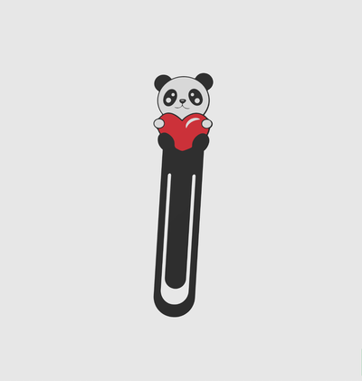 bookmark panda kawaii heart by terabite tools segnalibro segnalibri 3d print model - Mito3D