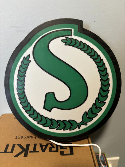 saskatchewan roughrider retro licht box by zukunft kanada kunst zeichen logos rau fahrer cfl 3d print model - Mito3D