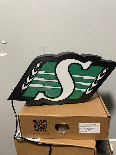 saskatchewan roughrider licht box by zukunft kanada kunst zeichen logos cfl fußball 3d print model - Mito3D