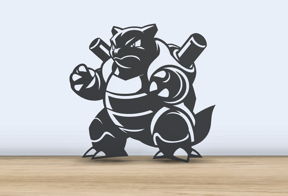 blastoise 2d silueta ai generado by jf 699 arte chorro evolucionar pokemon pared siluetaart 2024 anime caracteres captura em 3d print model - Mito3D