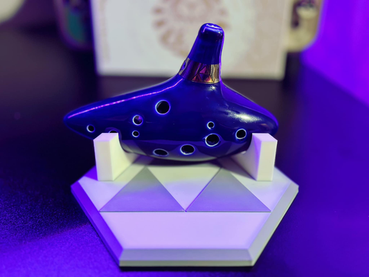 ocarina stand tempio of 12 buco by ponte passatempo fai musica in piedi schermo leggenda zelda hole patata flauto triforce 3d print model - Mito3D