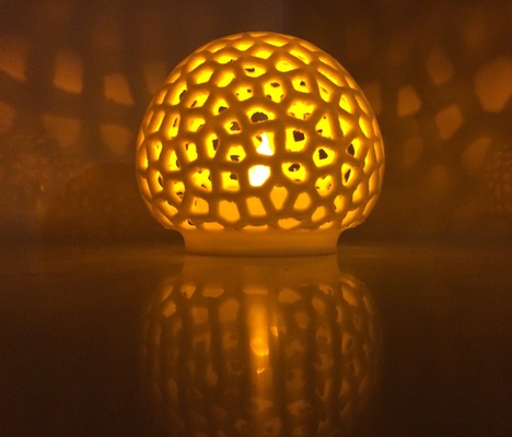 voronoi led pilz deckel teelicht schatten by goldenp haushalt dekor vase kerze skulptur thingiverse kerzenhalter teelichthalter mathart mathematische kunst 3d print model - Mito3D