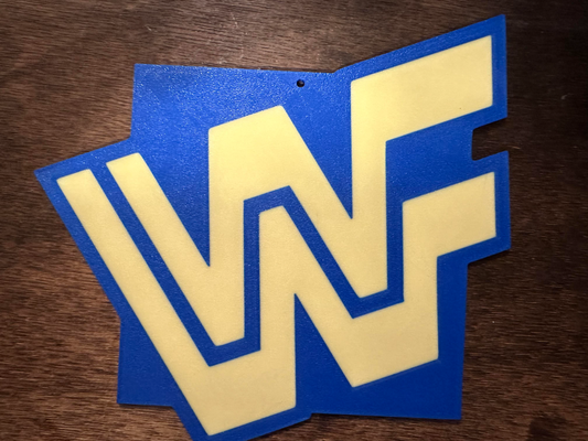 antiguo colegio wwf logo by jmf4408 arte señales logos wwe lucha luchador pared 3d print model - Mito3D