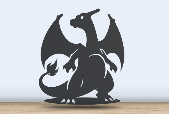 charizard - 2d silhouette ai generated by jf-699 art pokemon charmander' dragon 2024 office accessories anime wall silhouetteart 3d print model - Mito3D