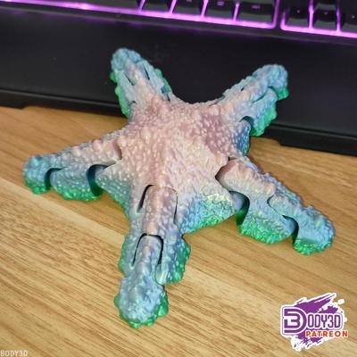 articulado estrela mar by body3d brinquedos jogos animal cor peixe flex flexi flexível multi multicolorido 3d print model - Mito3D