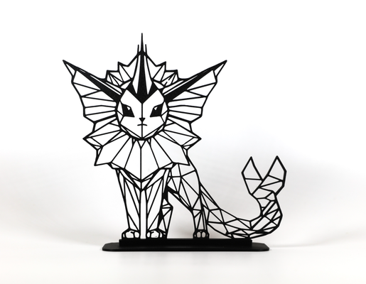 geometric poly vaporeon by phaseworksca art sculptures pokemon eevee eeveelution nintendo nostalgia gameboy nerd geek gift decor decorative display abstract contemporary 3d print model - Mito3D