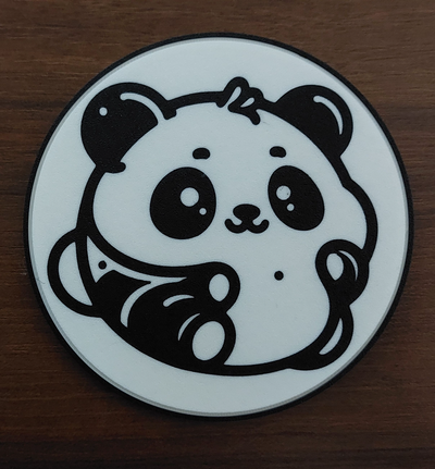 panda coaster by customcreations art 2d tea coffee drink beer animal 3d print model - Mito3D