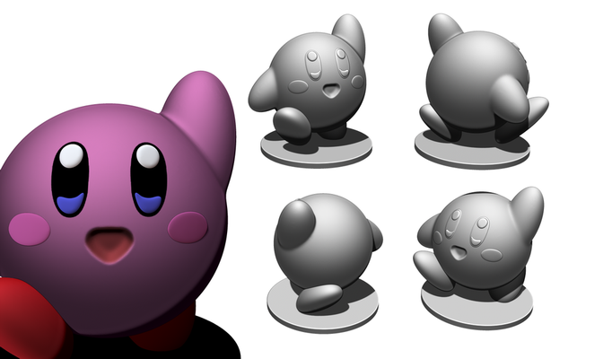 kirby v2 by body3d art sculptures allies bros brwal melee smash star super 3d print model - Mito3D