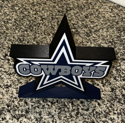 dallas cowboys luminária luz caixa conduziu placa ficar pé by acender lâmpada casa decoração nfl campo objetivo aterragem américas equipe futebol 3d print model - Mito3D