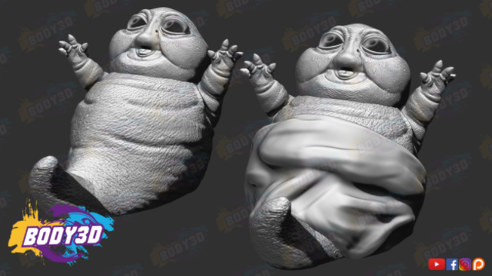 bebé jabba arte fan by body3d esculturas mandaloriano estrella guerra galaxias guerras 3d print model - Mito3D