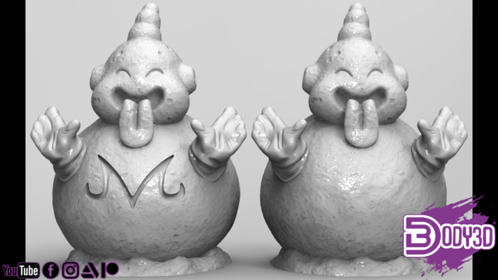 snowbuu no supp by body3d kunst skulpturen ball boo buu weihnachten dbz dekoration drachen dragon frei glücklich majin fröhlich noel snoflake schnee schneeball super 3d print model - Mito3D