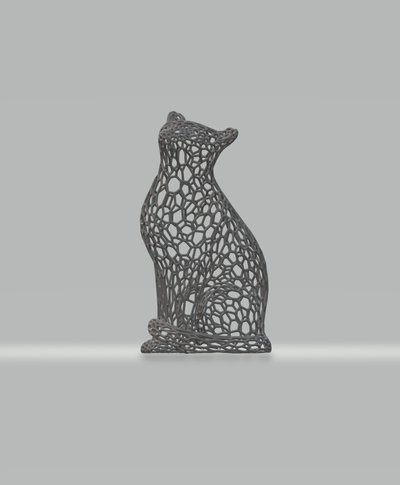 sitting cat voronoi remixed by xeraj household decor animal 3d print model - Mito3D