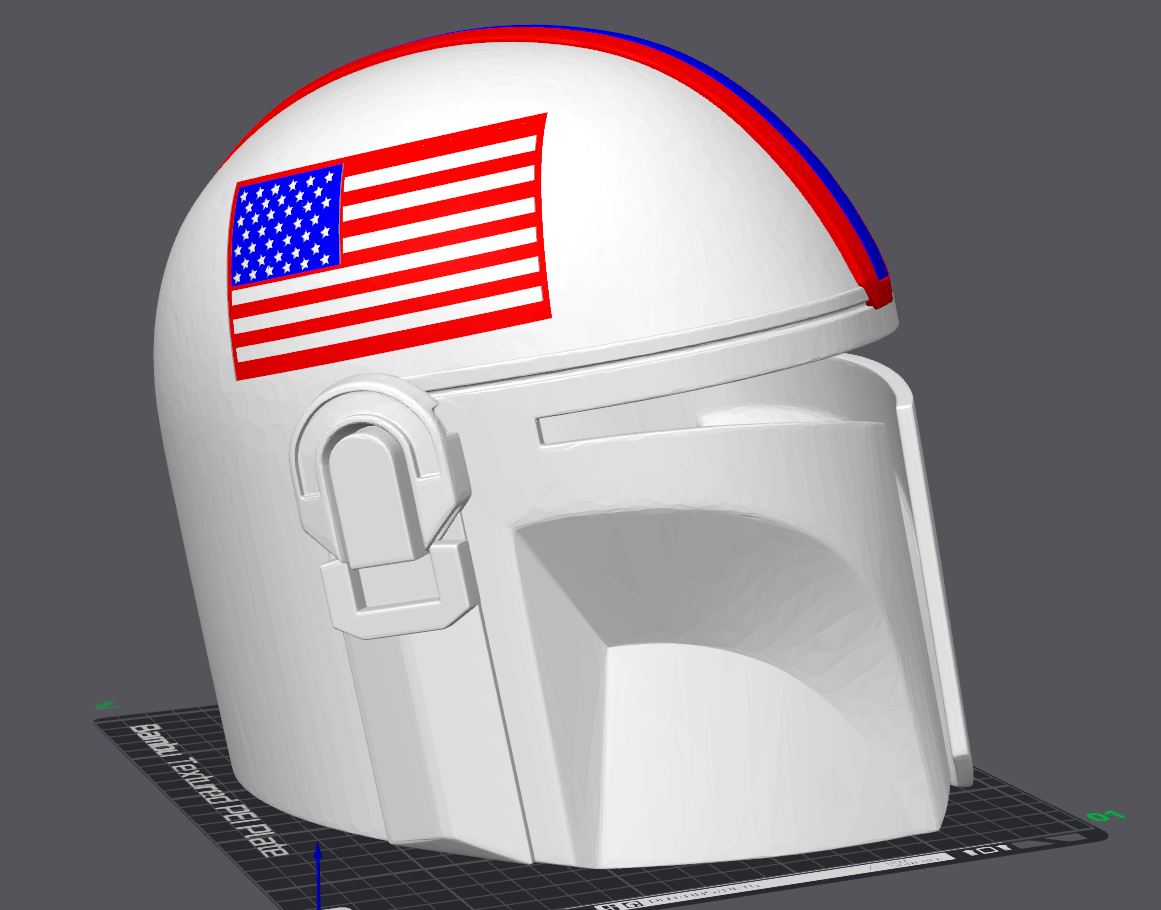 americano generosità cacciatore mandalorian casco remixato by smokiemcagee oggetti scena cosplay maschere caschi mando america bandiera uniti d'america guerre stellari 3D print model - Mito3D