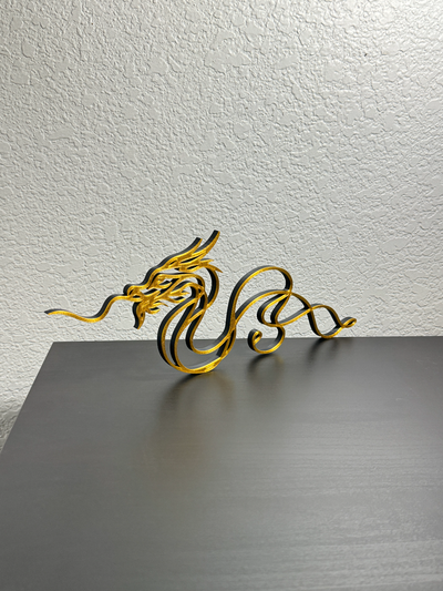 dourado dragão arte escrivaninha parede decoração by visões construído esculturas of 2024 2d chinês concurso deco fácil printinplace suporte cabide 3d print model - Mito3D