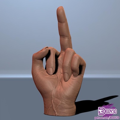 fufinger by body3d kunst skulpturen cool finger scheiße spaß hand main wesentlich mitte 3d print model - Mito3D