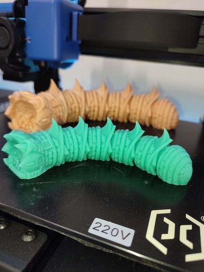 articulated armored sandworm by body3d toys & games cool dragon dungeons fantasy flexi flexible fun mini monster sand worm 3d print model - Mito3D
