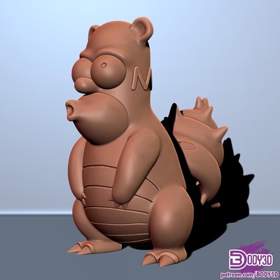 yavaş by body3d sanat heykeller kırbaç homer pokemon pokemongo simpson simpsons slowbro konuşma 3d print model - Mito3D