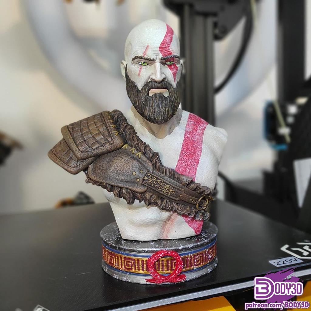 kratos by body3d sanat heykeller büst karakter kavga oyun tanrı omega oyna istasyonu video savaş 3D print model - Mito3D