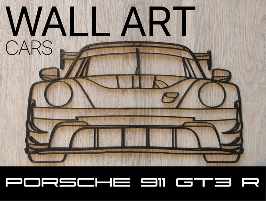 macchina silhouette parete arte porsche 911 gt3 r 2023 by volo 2d arredamento decorazione 3d print model - Mito3D