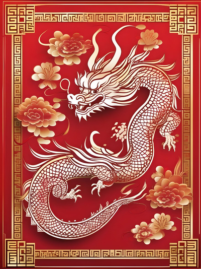 2024 - year of dragon by richardmakes generative 3d model hueforge & lithophane 2d art chinease filament painting hue forge 3d print model - Mito3D