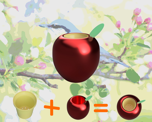 apple planter + pot by chipotle household garden plants fruit plant house deco water leaf red yellow green sun sweet potter 3d print model - Mito3D