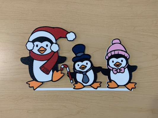 snowy winter fun penguins center by slowpoke's workshop household decor penguin ams multi color animals door 3d print model - Mito3D