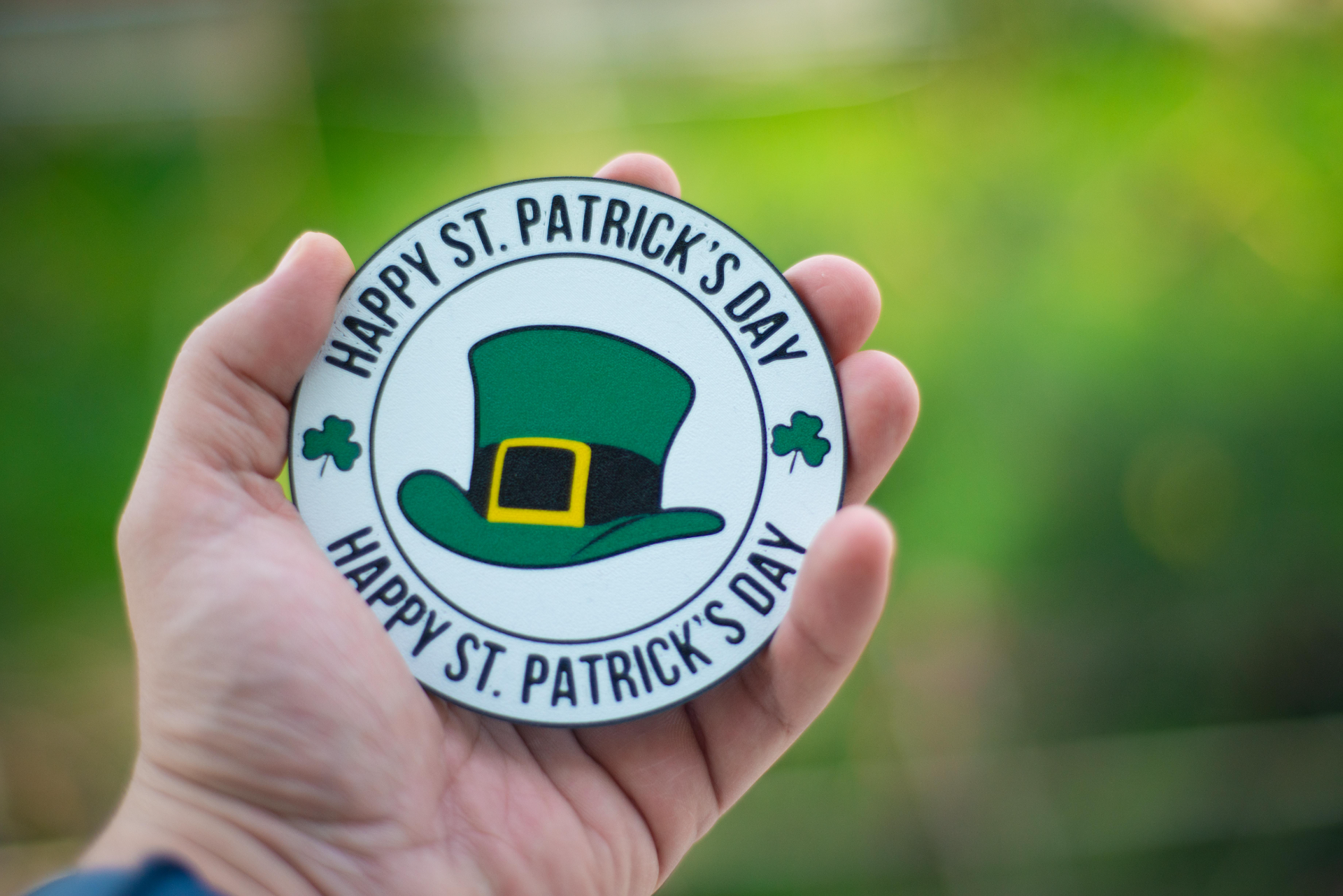 saint patrick's day coaster by gb household decor patrick green leprechaun party beer drink holder table protection protect ireland isrish st coffee hat buckle 3D print model - Mito3D