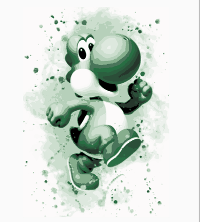 yoshi aquarell painting hueforge super mario by casanoma generative 3d model & lithophane aquarelle picture project nintendo switch 3d print model - Mito3D