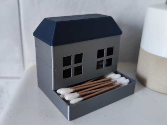 q tip kutu house style by chipotle ev halkı dekor dağıtıcı depolama banyo oda çatı pencere pencereler yaşayan hijyen 3d print model - Mito3D