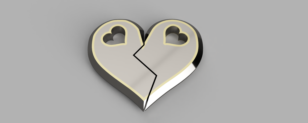 broken heart pendant valentine's day by z3dartandtech fashion jewelry keychain keyring valentine valentiensday 3d print model - Mito3D