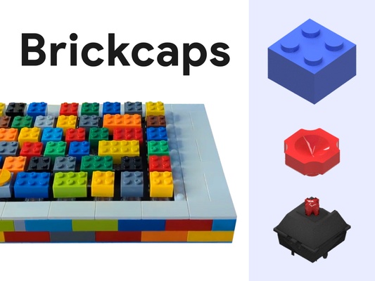 brickcaps - brick to keycap adapters by buildybryce tools gadgets mechanical building keyboard construction bricks 2x2 3d print model - Mito3D