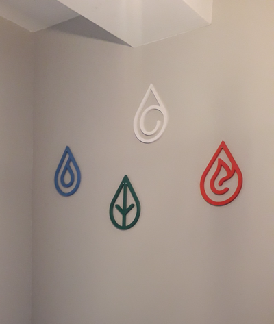 wall art 2d - four element water earth fire air remixed by piersonnico terre feu eau 3d print model - Mito3D